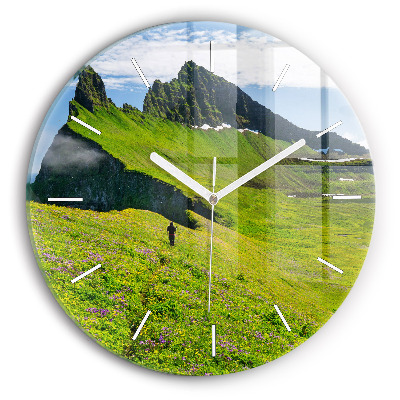 Okrúhle nástenné hodiny Prírodná rezervácia Hornstrandir Island