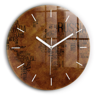 Okrúhle hodiny Mapa a názvy krajín