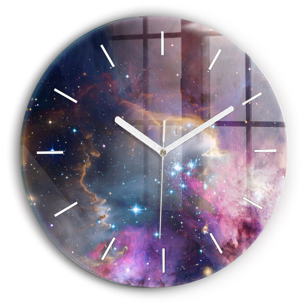 Okrúhle nástenné hodiny Galaxia a hviezdy