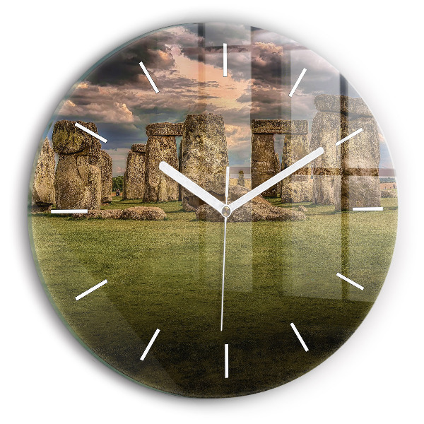 Okrúhle sklenené hodiny Stonehenge Nimbostratus