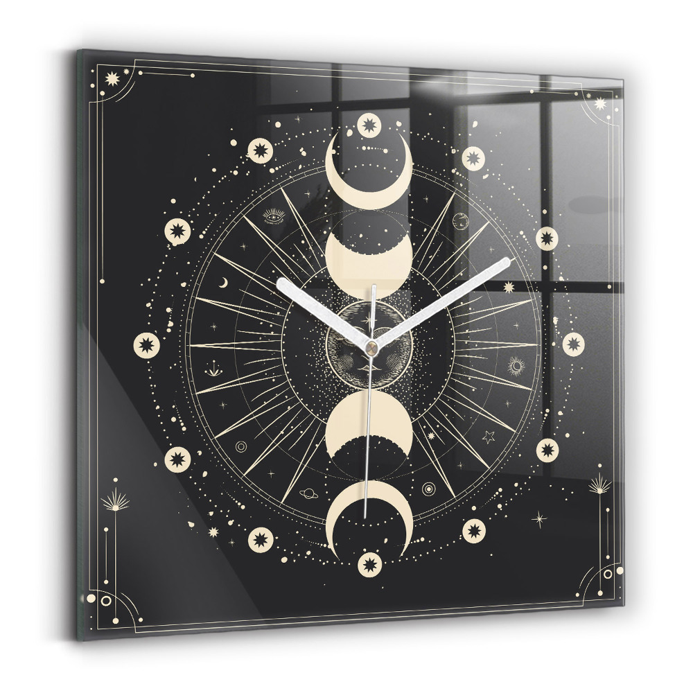 Štvorcové nástenné hodiny Mesiace a slnká