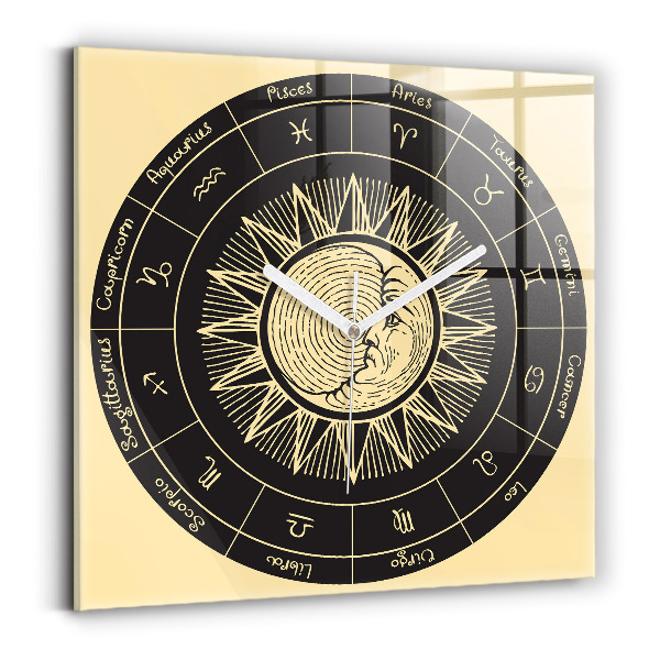 Sklenené hodiny Zodiak a Slnko