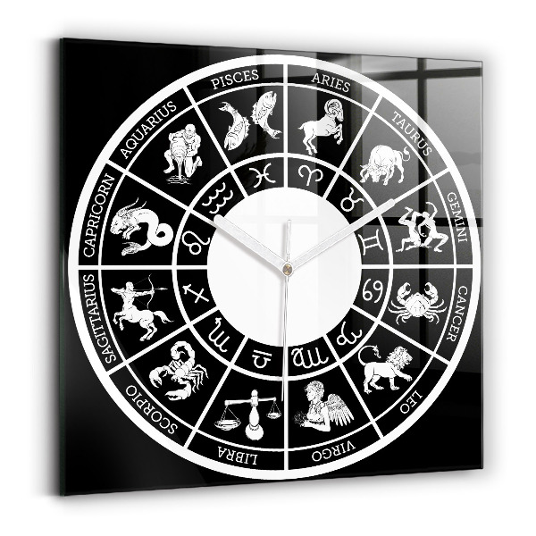 Sklenené hodiny na stenu Zodiak